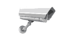 a black and white image of a security camera on a white background