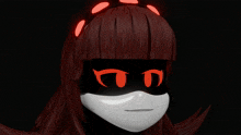 a cartoon character with red eyes and a mask