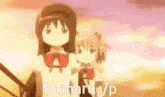 a couple of anime girls standing next to each other with the words furinaru / p written on the bottom