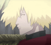 a close up of a cartoon character 's face with blonde hair