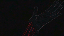 a drawing of a person holding another person 's hand .