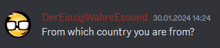 a smiley face with glasses and the words from which country you are from on it