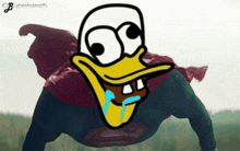 a cartoon of a duck wearing a superman costume
