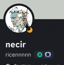 a black background with the name necir ricennnn