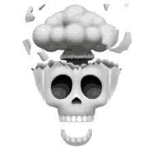 a skull with a bomb coming out of it .