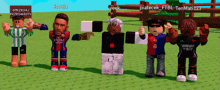 a group of roblox characters standing next to each other including bartix