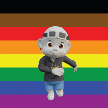a cartoon character wearing sunglasses and a hoodie that says just