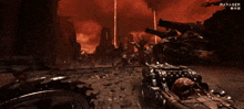 a video game scene with the word rayager on the bottom