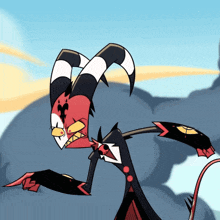 a cartoon drawing of a devil with horns and a tail