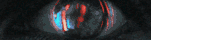 a dark background with red and blue lights coming out of it .