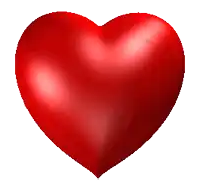 a large red heart on a white background with a blurred background