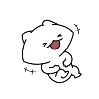 a cartoon drawing of a white cat with a red tongue .