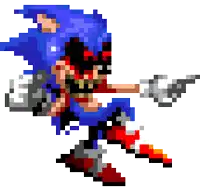 a pixel art of a sonic the hedgehog with a gun