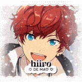 a picture of a boy with red hair and blue eyes named hiro de mao