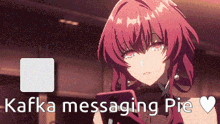 a picture of a girl with red hair and the words kafka messaging pie above her
