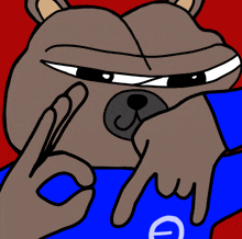 a cartoon of a bear covering his face with his hand