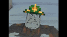 a cartoon of a man wearing a green and yellow hat .