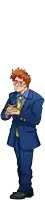 a cartoon of a man in a blue suit and tie