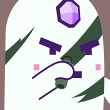 a cartoon drawing of a ghost with a purple diamond on it