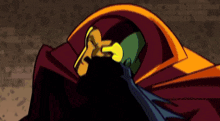 a cartoon drawing of a man with a hood on