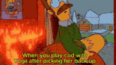 a cartoon says when you play cod with yogii after picking her back up ..