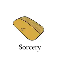 a drawing of a makeup palette with the word sorcery under it