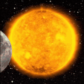 a cartoon drawing of the sun and the moon in space