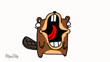 a cartoon of a beaver with its mouth open and the word flipaclip below it