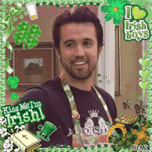a picture of a man with the words " kiss me i 'm irish "