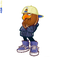 a cartoon of an eagle wearing a hat with the letter a