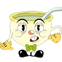 a cartoon character with a spoon in his mouth