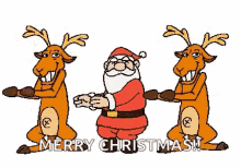 merry christmas santa claus dancing deer reindeer