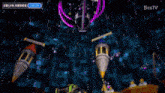 a purple and white object with a bestv logo in the corner
