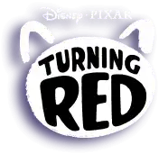 the logo for disney pixar 's turning red is black and white .