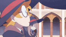 a cartoon of a witch with glasses and a hat