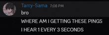 a screenshot of a text message from tarry-sama at 7:08 pm