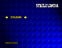 a blue background with the words scegli lingua in white