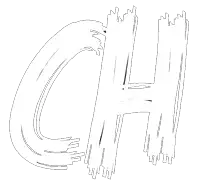 a black and white drawing of the letter ch on a white background