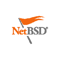 a logo for a company called net bsd with an orange flag