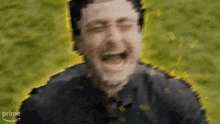 a blurry picture of a man 's face with the word prime in the corner