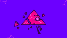a pixel art illustration of a pyramid surrounded by syringes on a purple background