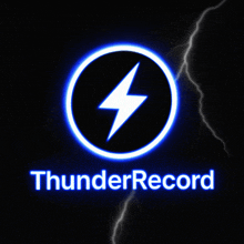 a logo for thunder record with a lightning bolt in the center