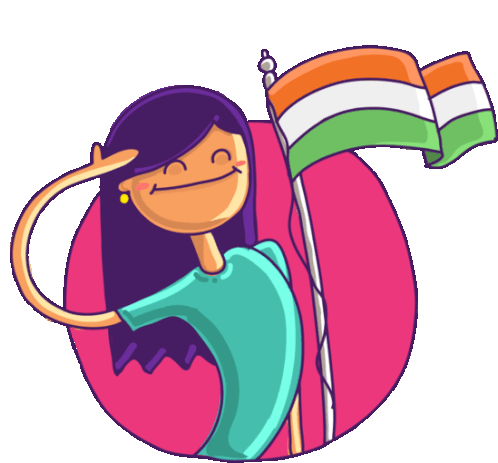 Girl Saluting National Flag Sticker - L3india Girl Cute Stickers