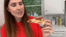Eating Pizza Gemma Stafford GIF - Eating Pizza Gemma Stafford Bigger Bolder Baking GIFs