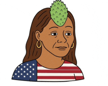 a cartoon drawing of a woman with an american flag on her shirt