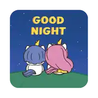 a couple of unicorns sitting on top of a hill with the words " good night " on the bottom