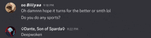 a screenshot of a conversation between deepwoken and biliyaa