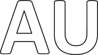 a black and white line drawing of the letter u on a white background .