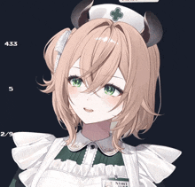 a nurse with horns and a cross on her hat