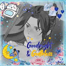 a picture of a girl with the words goodnight and godbless